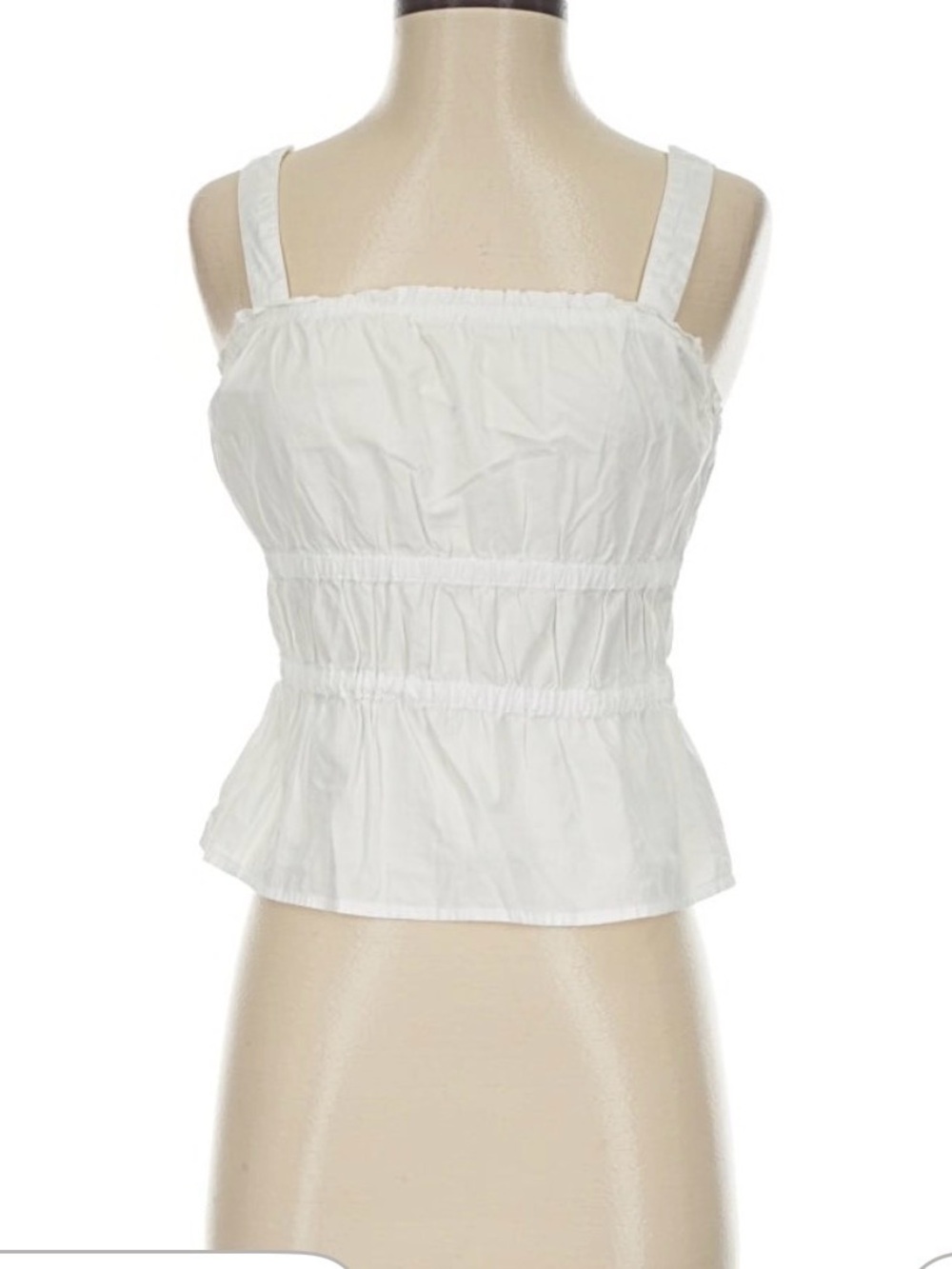Madewell White Smocked Peplum Camisole